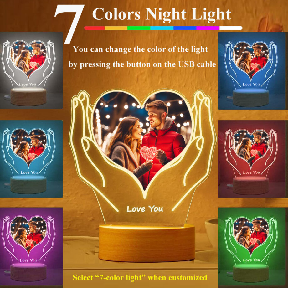 Customized Photo Acrylic Night Light - Perfect Valentine's Day Gift