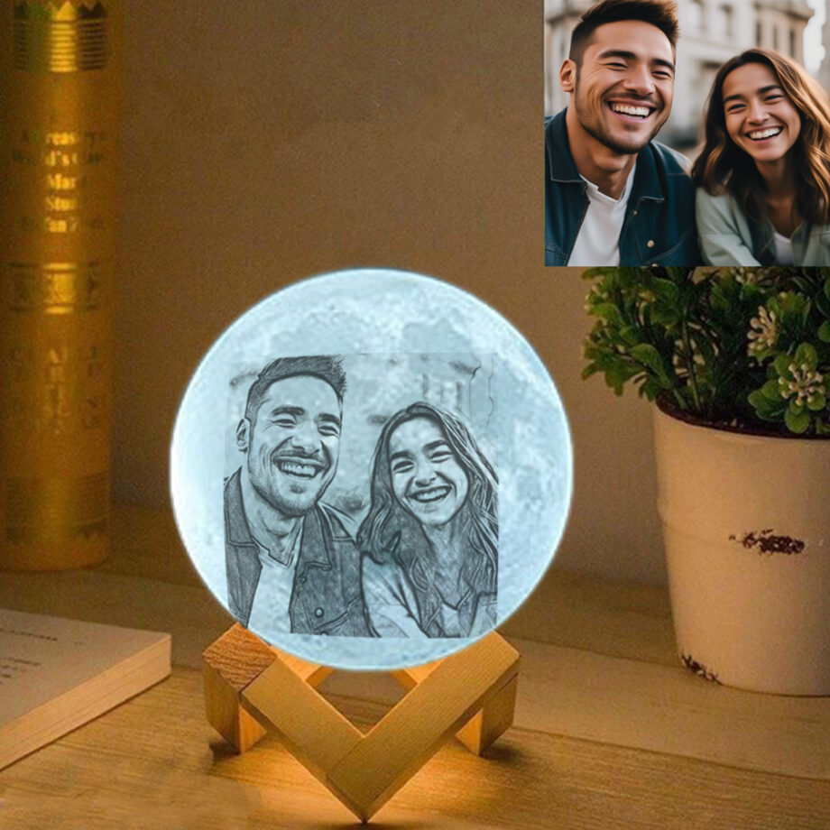 Personalized 3D Printed Moon Lamp with Custom Text - Ideal Birthday Gift