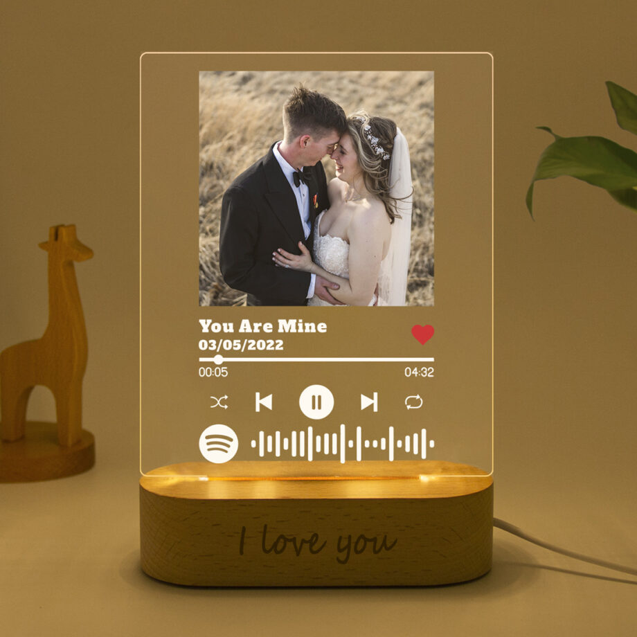 Custom Scannable Spotify Code Acrylic Music Plaque Night Light Lamp - Unique Personalized Home Decor Gift