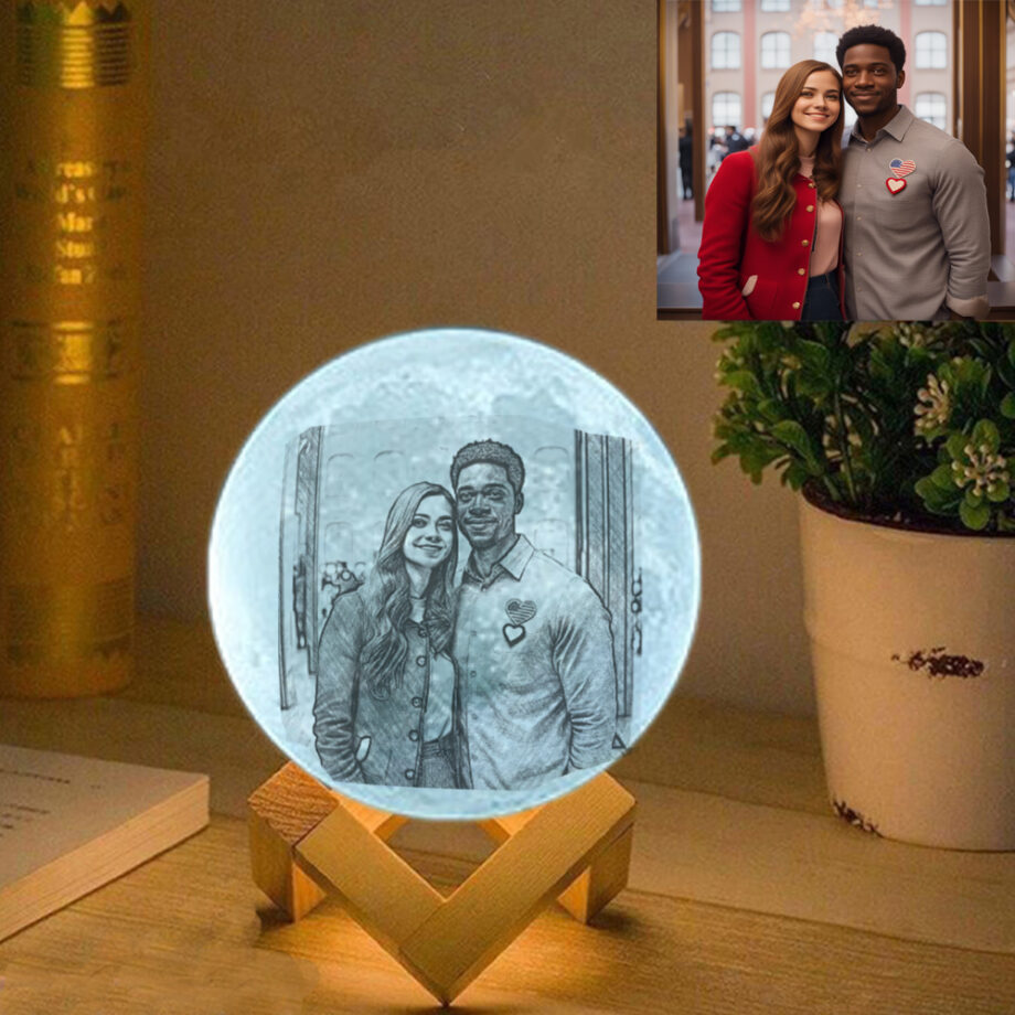 Personalized 3D Printed Moon Lamp with Your Custom Text - Romantic Gift for Your Girlfriend