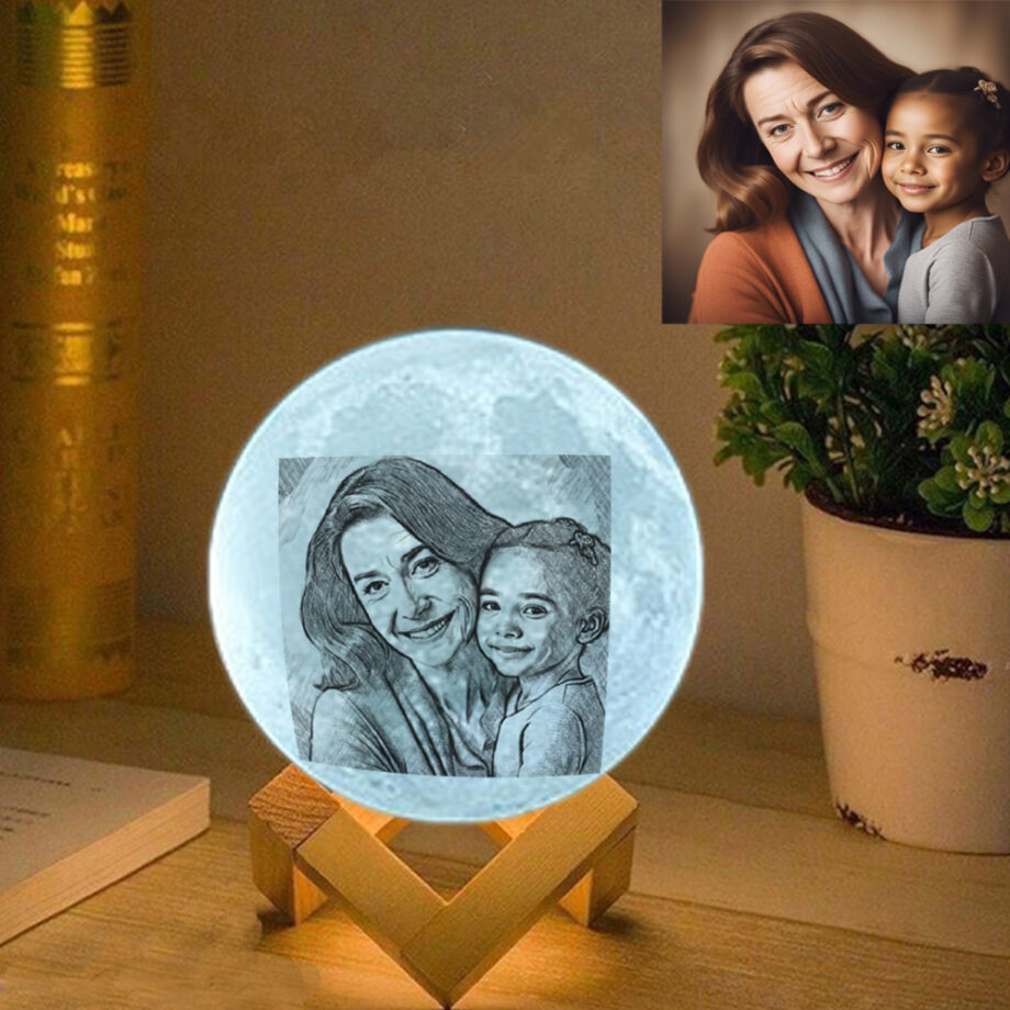 Personalized 3D Printed Moon Lamp: Custom Lunar Light with Your Text for Grandmother's Day