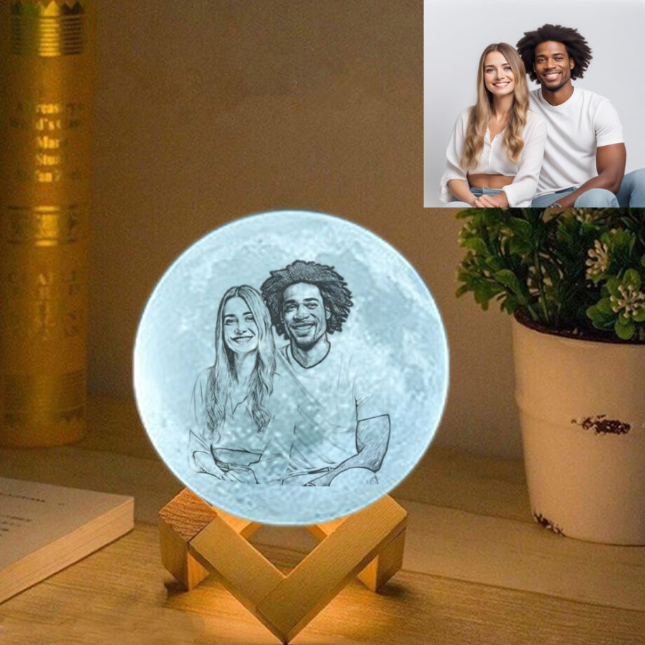 Custom Personalized 3D Printed Moon Lamp - Add Your Text - Perfect for Valentine's Day [2024]