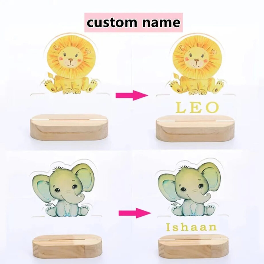 Personalized Bright Night Light Featuring Cute Cartoon Animals for Sweet Dreams - Ideal for a Good Night's Sleep