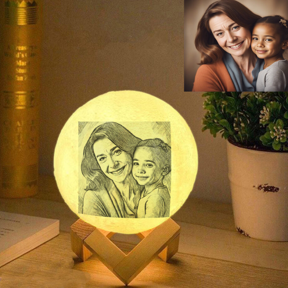 Personalized 3D Printed Moon Lamp: Custom Lunar Light with Your Text for Grandmother's Day