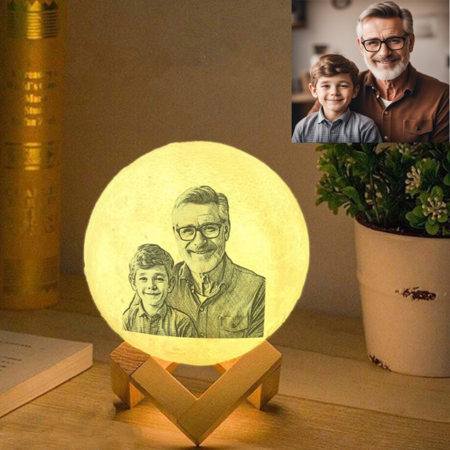 Personalized 3D Printed Moon Lamp for Grandfather's Day: Create Your Own Lunar Light with Custom Text