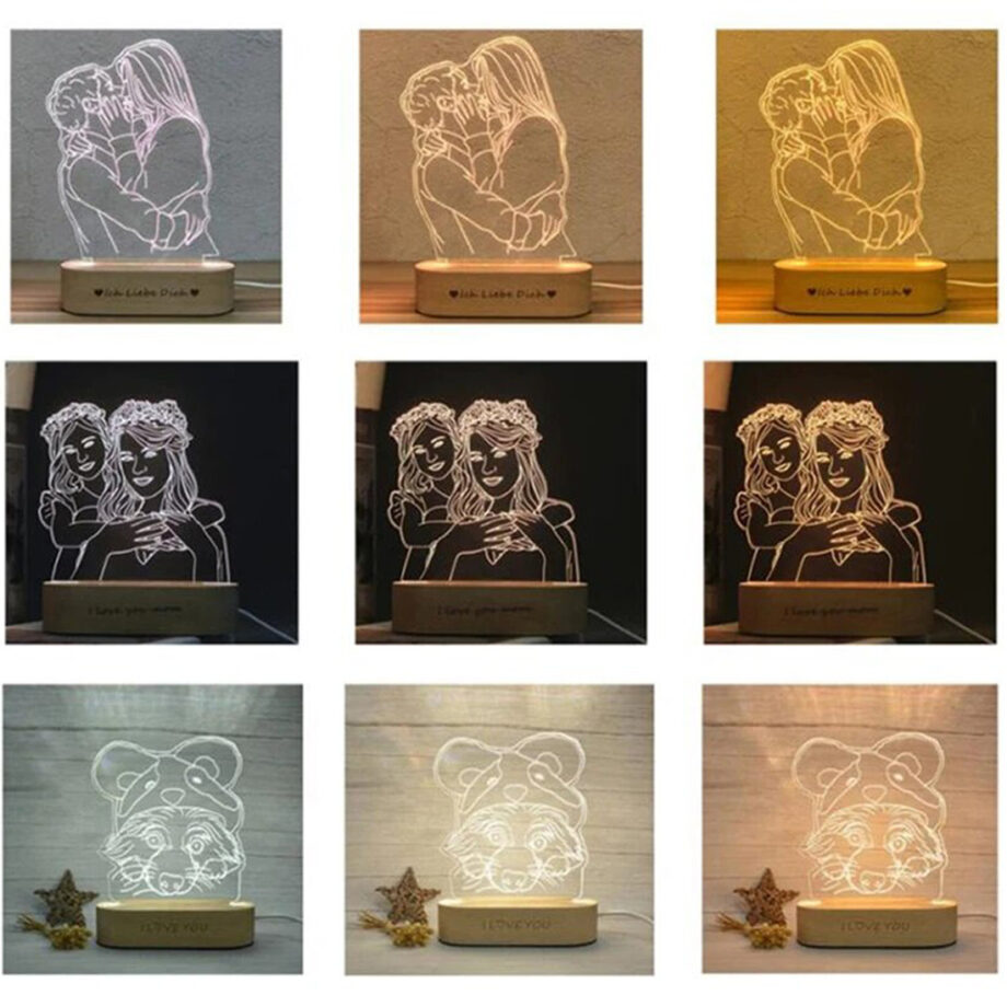 Personalized Custom Photo 3D Lamp Text Customized Bedroom Night Light Christmas Gift