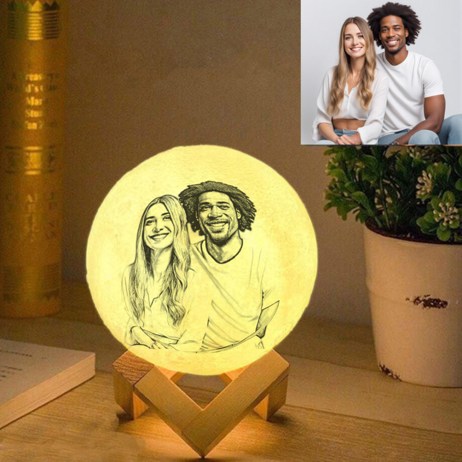 Custom Personalized 3D Printed Moon Lamp - Add Your Text - Perfect for Valentine's Day [2024]