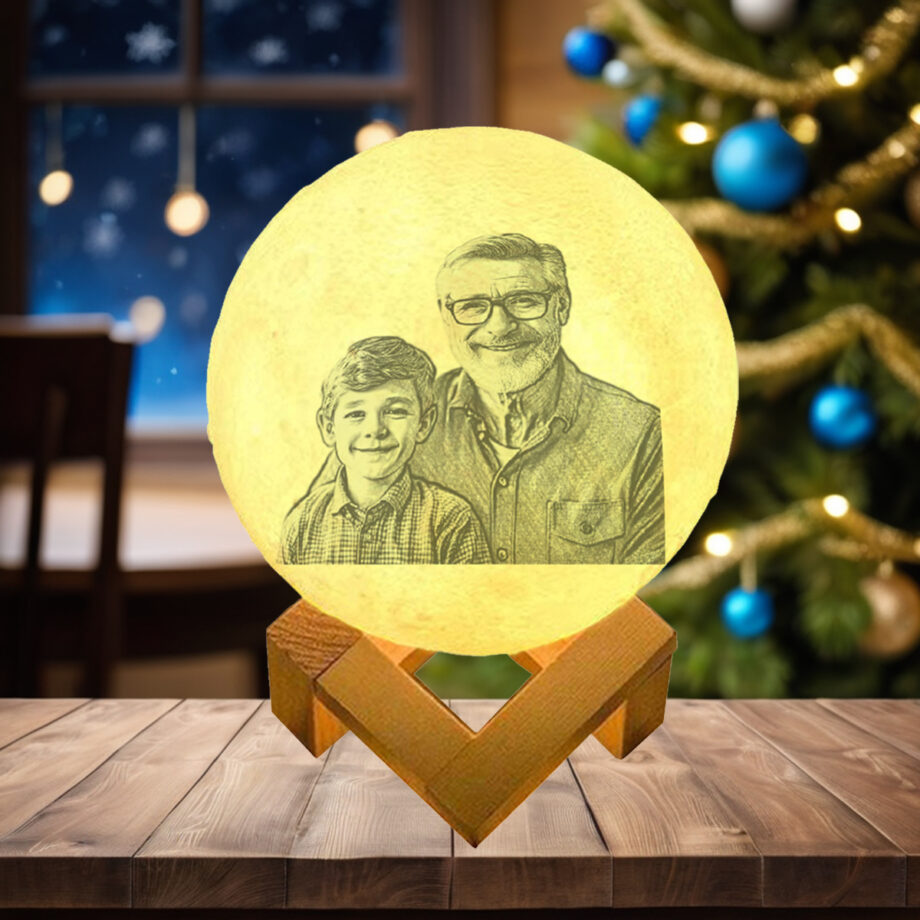 Personalized 3D Printed Moon Lamp for Grandfather's Day: Create Your Own Lunar Light with Custom Text