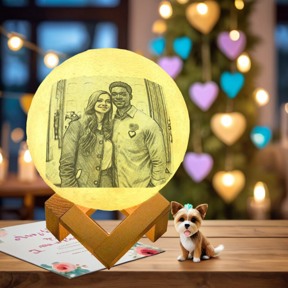 Personalized 3D Printed Moon Lamp with Your Custom Text - Romantic Gift for Your Girlfriend