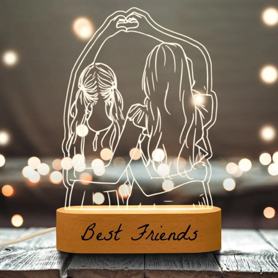 Best Friend Personalized Custom Photo 3D Lamp - Text Customized Bedroom Night Light