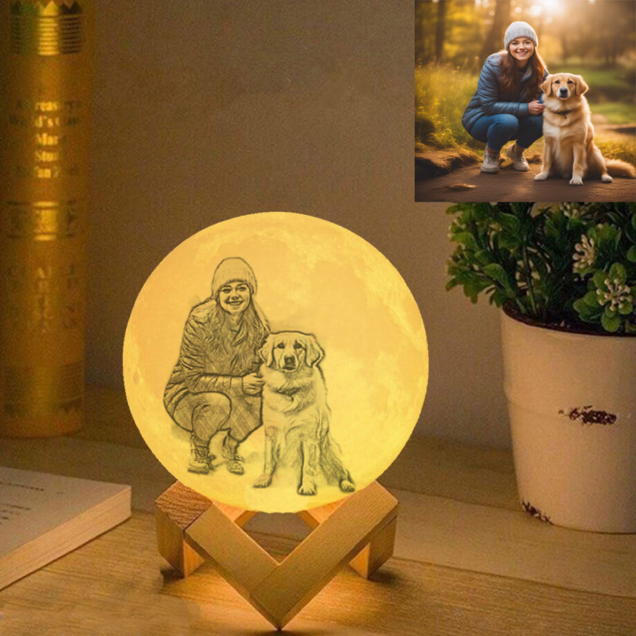 Customized 3D Printed Moon Lamp with Personalized Text - Perfect Pet Gifts