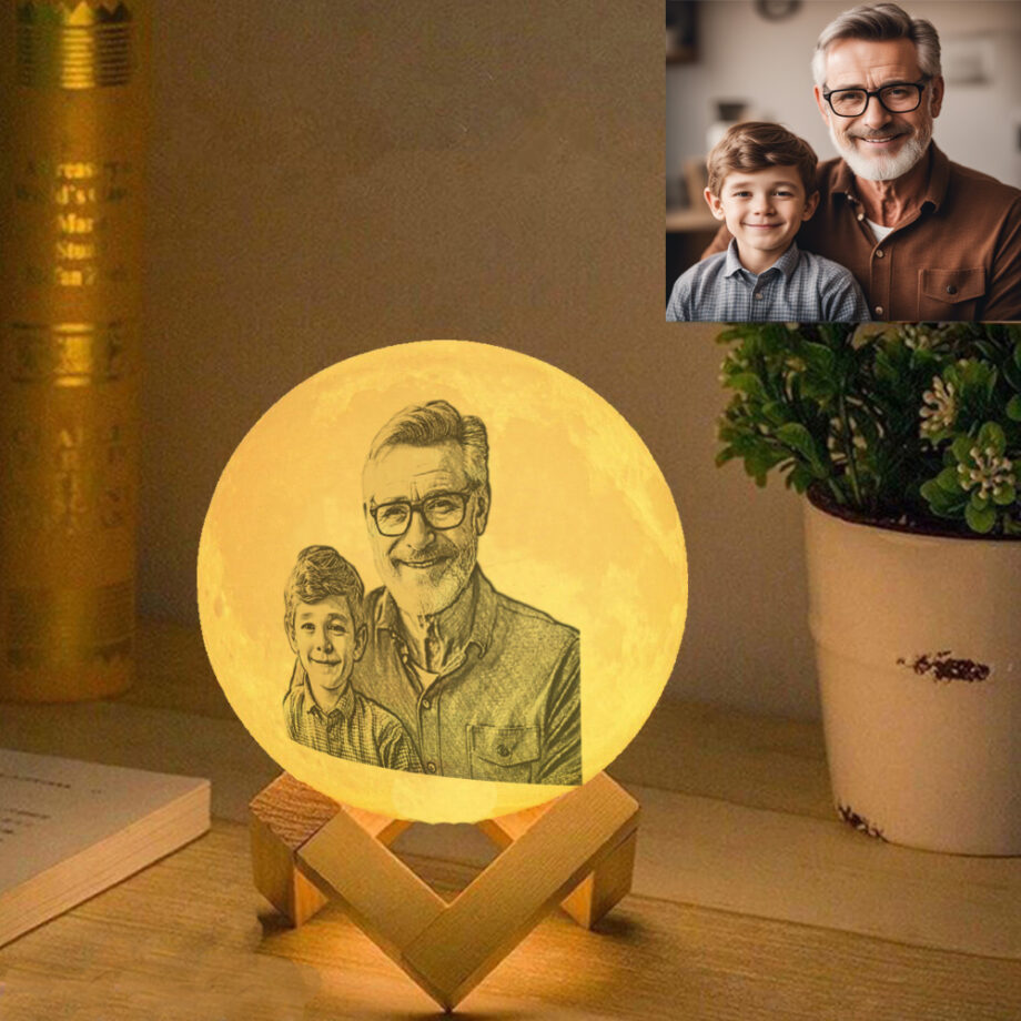 Personalized 3D Printed Moon Lamp for Grandfather's Day: Create Your Own Lunar Light with Custom Text