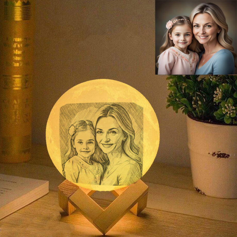 Personalized 3D Printed Moon Lamp with Custom Text - Special Gift for Grandmothe