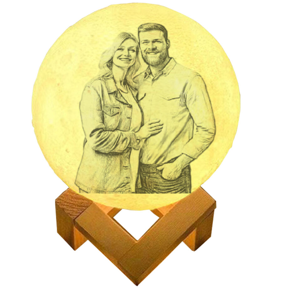 Custom 3D Printing Photo Moon Lamp With Your Text - Ideal For Wedding Anniversary & Personalized Gifts