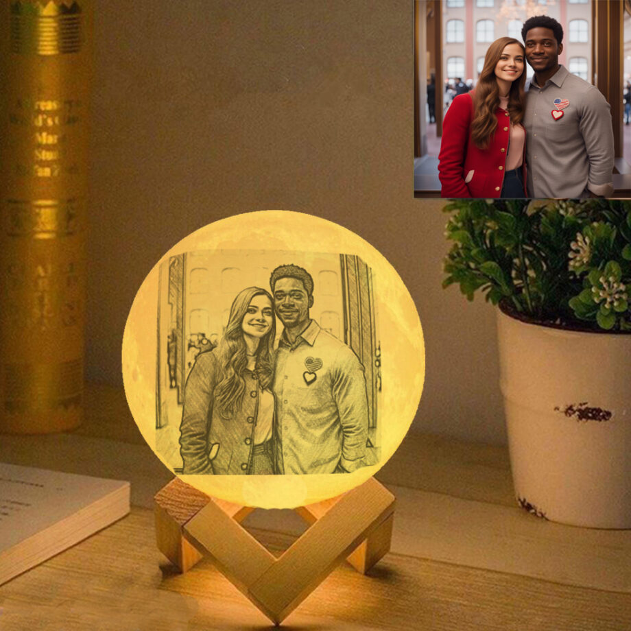 Personalized 3D Printed Moon Lamp with Your Custom Text - Romantic Gift for Your Girlfriend