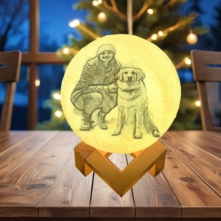 Customized 3D Printed Moon Lamp with Personalized Text - Perfect Pet Gifts