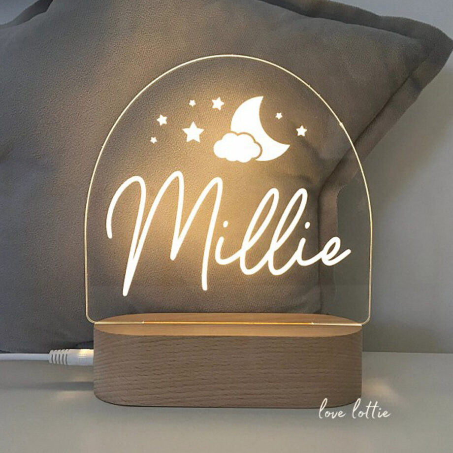 Personalized Hot Air Balloon Night Light for Kids – Custom Animal, Star, and Cloud Design