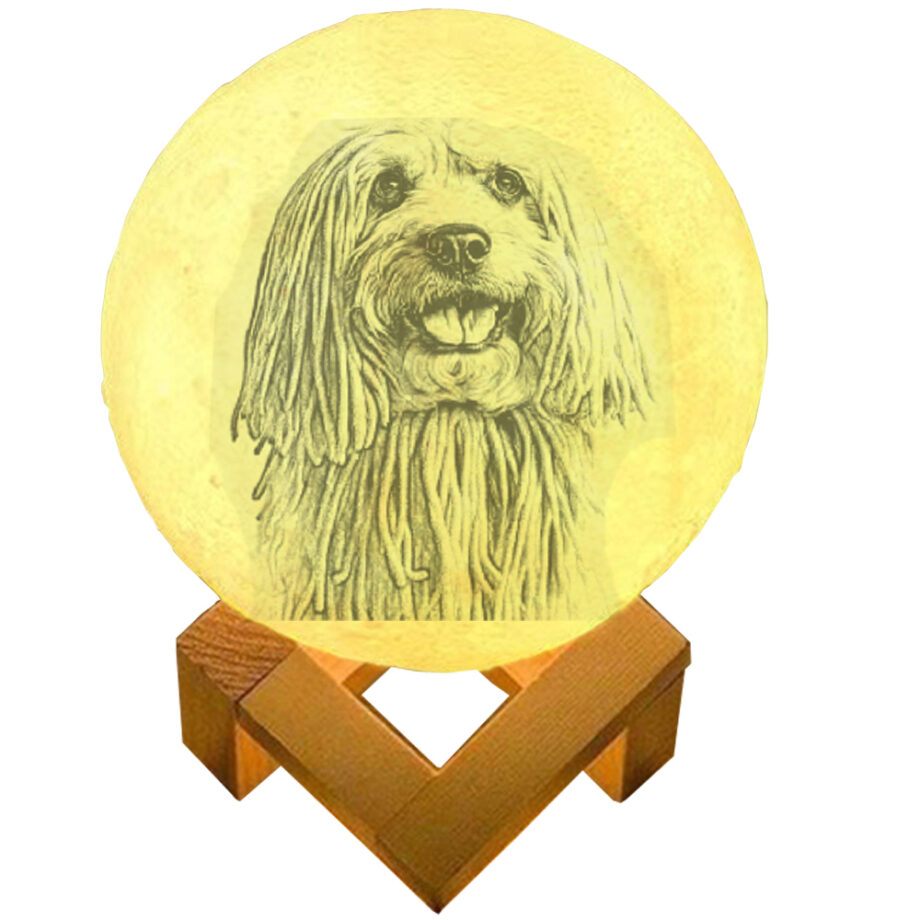 Custom 3D Printing Photo Moon Lamp with Personalized Text - Perfect for Dog Lovers