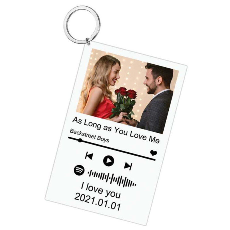 Personalized Valentine's Day Acrylic Glass Music Code Keychain Plaque (2.1in x 3.4in) - Pack of 2