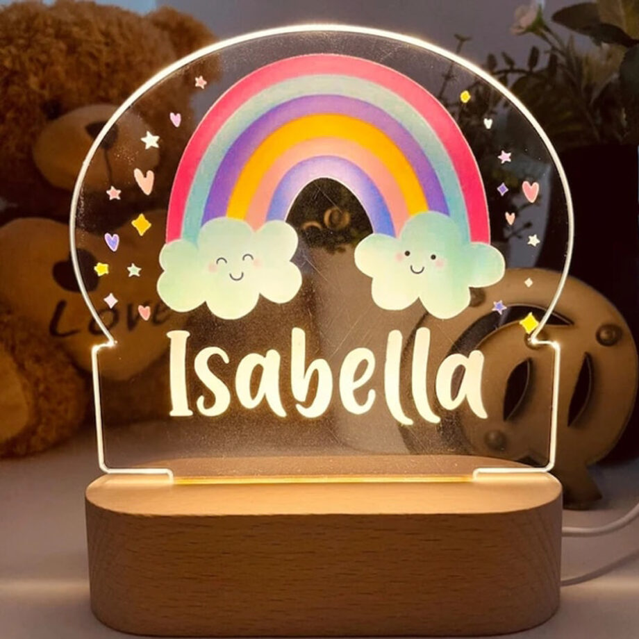 Custom Rainbow Night Light - Perfect Baby Christmas and Child Birthday Present - Colorful, Dimmable, and Stylish Newborn Night Lamp for Bedroom Decoration