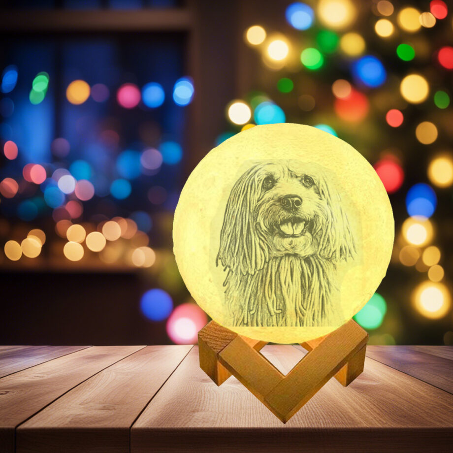 Custom 3D Printing Photo Moon Lamp with Personalized Text - Perfect for Dog Lovers