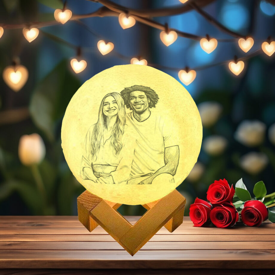 Custom Personalized 3D Printed Moon Lamp - Add Your Text - Perfect for Valentine's Day [2024]