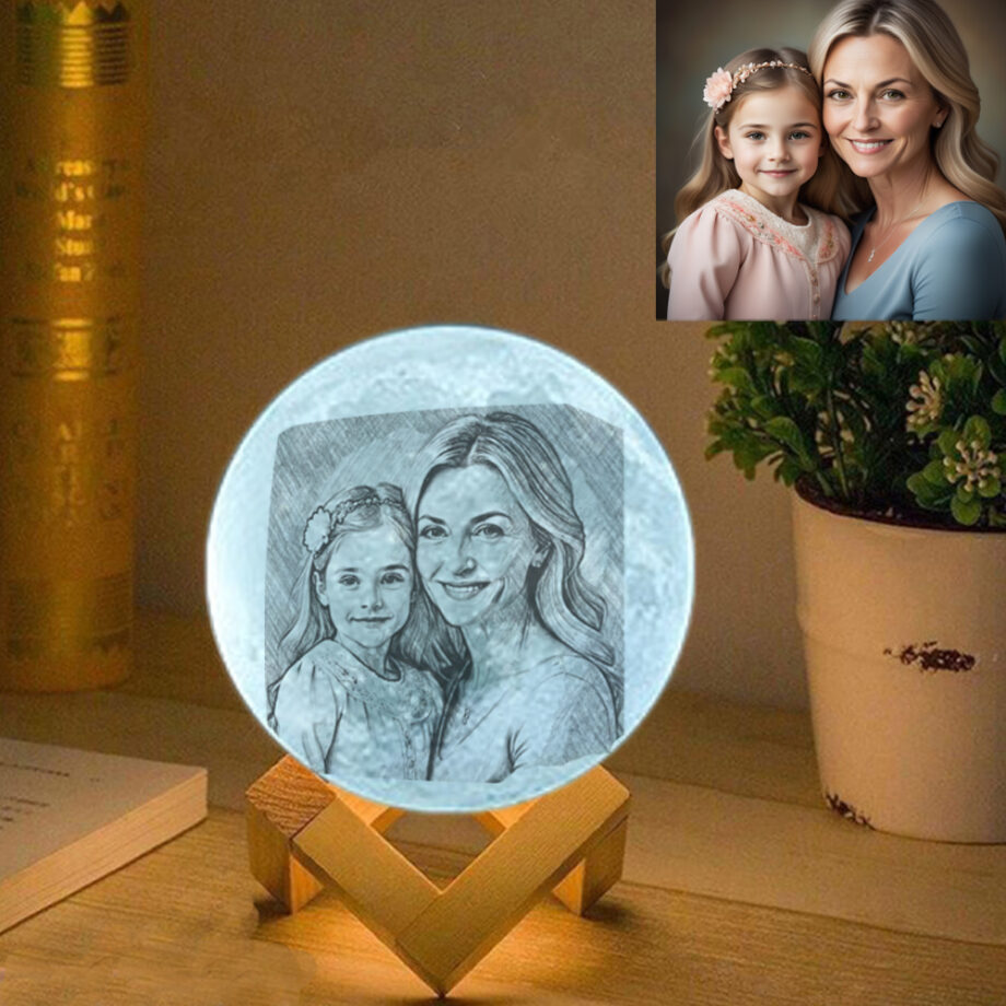 Personalized 3D Printed Moon Lamp with Custom Text - Special Gift for Grandmothe