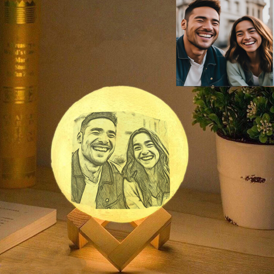 Personalized 3D Printed Moon Lamp with Custom Text - Ideal Birthday Gift