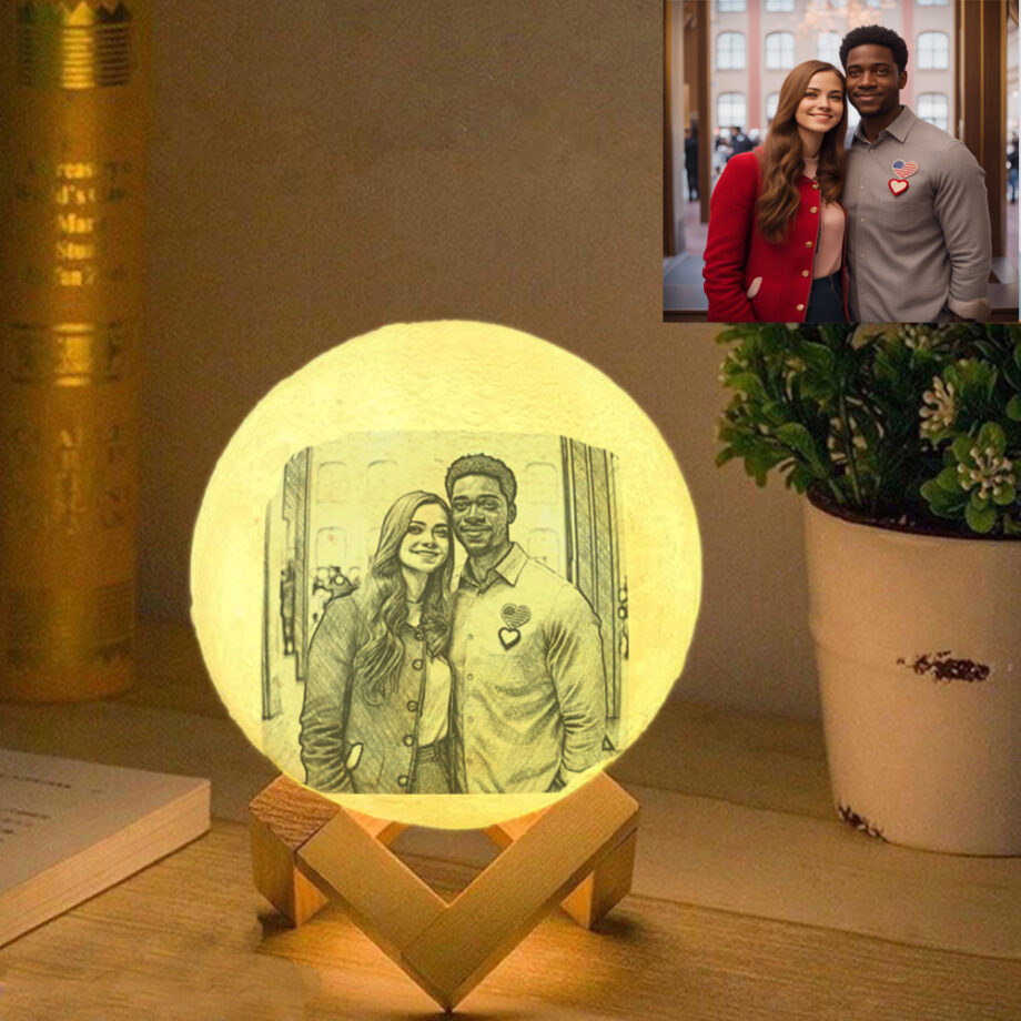 Personalized 3D Printed Moon Lamp with Your Custom Text - Romantic Gift for Your Girlfriend