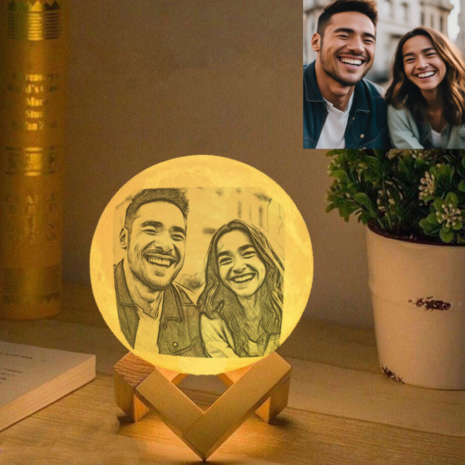 Personalized 3D Printed Moon Lamp with Custom Text - Ideal Birthday Gift